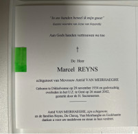 Devotie DP - Overlijden Marcel Reyns Echtg Van Meirhaeghe - Dikkelvenne 1934 - Gent 2002 - Todesanzeige