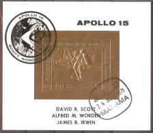 MANAMA  Space,Apollo-15 Gold Foil S/Sheet Overpr. CTO - Other & Unclassified