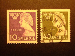 90 SUECIA SUEDE 1946 / ISAIAS TEGNER Poeta / YVERT 324 / 25 FU - Writers