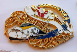 Q213 Gros Pin's SNCF TGV Train Blanc Jaune Bonne Année 1995 Père Noël Ballard Achat Immédiat - TGV