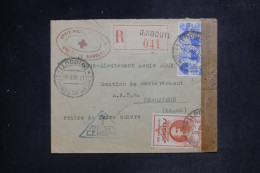 CÔTE DES SOMALIS - Enveloppe De La Croix Rouge De Djibouti En Recommandé Pour Le Maroc En 1944 Avec Contrôle - L 151807 - Briefe U. Dokumente