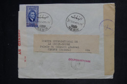 SYRIE - Enveloppe De Nebik Pour La Croix Rouge De Genève En 1941 Avec Contrôles Postaux Dont France Libre - L 151813 - Briefe U. Dokumente