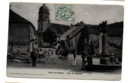 SCEY SUR SAONE RUE DE L EGLISE FONTAINE CARTE PHOTO TRES ANIMEE - Scey-sur-Saône-et-Saint-Albin