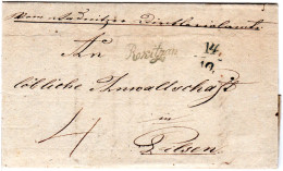 Österreich 1838, Böhmen Schreibschrift-L1 Rokitzan Klar Auf Brief N. Pilsen - Brieven En Documenten