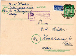 1949, Landpost Stpl. KLEINGLATTBACH über Vaihingen Auf 10 Pf. Ganzsache  - Sammlungen