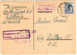 1947, Landpost Stempel KRUMBACH über Mittweida Auf Karte M. 12 Pf. - Sammlungen