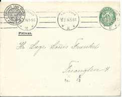 Dänemark 1914, 5 öre Ganzsache Brief M. Danmark Loge No.712 Judaika Zudruck - Judaika, Judentum