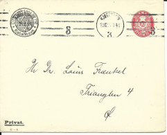 Dänemark 1914, 10 öre Ganzsache Brief M. Danmark Loge No.712 Judaika Zudruck - Judaísmo