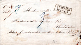 Preussen 1857, Saar-R2 TRARBACH Auf Porto Brief Via Hamburg N. Schweden. - Storia Postale