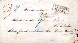 Preussen 1857, Saar-R2 TRARBACH Auf Porto Brief Via Hamburg N. Schweden. - Cartas & Documentos