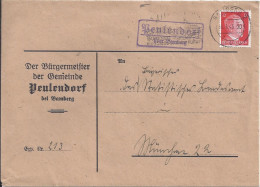 1943, Peulendorf über Bamberg, Landpost Stpl. Auf  Brief M. 12 Pf. #1212 - Briefe U. Dokumente