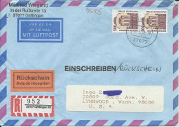 BRD 1996, Luftpost Einschreiben Rückschein Brief N. USA. Portostufe, MeF! #2602 - Briefe U. Dokumente