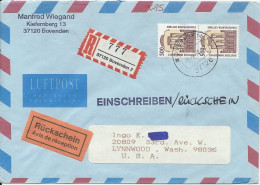 BRD 1996, Luftpost Einschreiben Rückschein Brief N. USA. Portostufe, MeF! #1664 - Briefe U. Dokumente