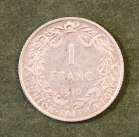 Pièce En Argent Belge 1 Franc 1910 FR - Belgian Silver Coin Albert I - 1 Franco