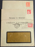 Perforés Crédit Lyonnais 3 Enveloppes, Dont Variété : Perforation Très Décalé, Semeuse & Paix - Brieven En Documenten