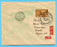 Brief NHORA Flug RF 28.10a - Genf - La Chaux-de-Fonds 1928 - Primi Voli