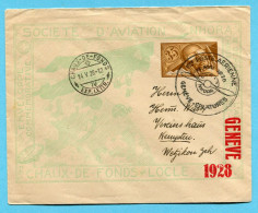 Brief NHORA Flug RF 28.10a - Genf - La Chaux-de-Fonds 1928 - Erst- U. Sonderflugbriefe