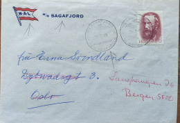 NORWAY 1969, COVER USED, M/S SAGAFJORD, NEW YORK - OSLO, POSTED ON BOARD, FLAG PICTURE, SLOGAN PHILHARMONIC SOCIETY, FIL - Andere & Zonder Classificatie