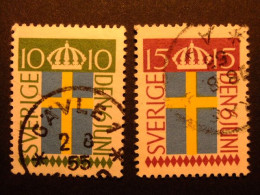 90 SUECIA SUEDE 1955 / FIESTA NACIONAL - BANDERA SUECA  / YVERT 397 / 98 FU - Used Stamps