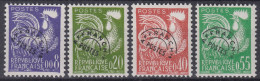 TIMBRE FRANCE PREOBLITERE SERIE COQ N° 119/122 NEUFS ** GOMME SANS CHARNIERE - 1953-1960