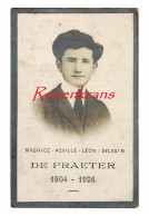 Maurice De Praeter Novice Scheut Elsegem Escanaffles 1900 Met Photo Foto Doodsprentje Bidprentje - Décès