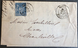 France, N°90 Sur Lettre TAD ST Quentin 9.7.1879 - (B2694) - 1877-1920: Semi-Moderne