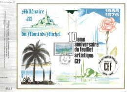 FRANCE -  FDC -10éme Anniversaire Du Feuillet Artistique CEF  - Feuillet N° 1 SPECIAL Du Catalogue CEF - 1970-1979