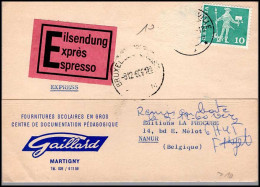 Postkarte Nach Namur, Belgium - 'Gaillard, Fouritures Scolaires En Gros, Martigny' - Lettres & Documents