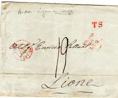 LAC (30/071849) De Milan Pour Lyon Cachet D'entrée (en Rouge) Réf Noël1082 SARD PONT-DE-B. - ...-1850 Préphilatélie