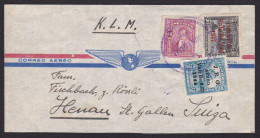 Venezuela: Airmail Cover To Switzerland, 1947, 3 Stamps, 2x Value Overprint, Written Via KLM Airlines (minor Fold) - Venezuela