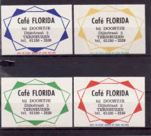 4 Dutch Matchbox Labels, TERNEUZEN - Zeeland, Café FLORIDA, Bij Doortje, Holland, Netherlands - Matchbox Labels