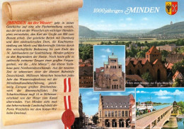 1 AK Germany / NRW * Chronikkarte Der 1000jährigen Stadt Minden Mit Wappen, Dom, Rathaus Und Wasserstraßenkreuz * - Minden