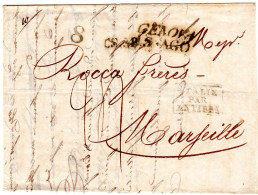 LAC (15/08/1833) De Gênes Pour Marseille Cachet D'entrée Réf Noël 143 ITALIE/PAR/ANTIBES - 1. ...-1850 Prephilately