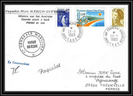 0744 Taaf Terres Australes Antarctic Lettre (cover) 23/03/1983 FRANCE Dufresne Signé Signed Paquebot - Covers & Documents