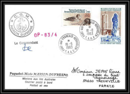 0711 Taaf Terres Australes Antarctic Lettre (cover) 18/8/1983 CANARDS Signé Signed - Covers & Documents