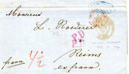 LAC (02/1870) De Berlin Pour Reims Cachet D'entrée Rouge (réf Noël 1038) PRUSSE-FORBACH    AMB A - Covers & Documents