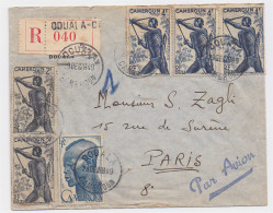 Enveloppe Cameroun 1949 Recommandée 040 DOUALA Scan Recto/verso Par Avion - Briefe U. Dokumente