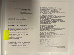 Devotie  Priester Gilbert De Jonghe - Rupelmonde 1942 - Baasrode 1995 - Gewijd Gent, (onder)pastoor Bazel & Baasrode - Décès