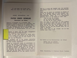 Devotie DP - Overlijden Priester Omer Dewilde - Bissegem 1907 - Roeselare 1986 - Gewijd Scheut, Miss Filippijnen - Avvisi Di Necrologio