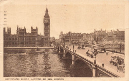 ROYAUME UNI - Angleterre - London - Westminster Bridge - Showing Big Ben - Animé - Carte Postale Ancienne - Westminster Abbey