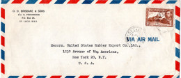 L77254 - St.Lucia - 1948 - 1'- KGVI EF A LpBf CASTRIES -> New York, NY (USA) - St.Lucia (...-1978)