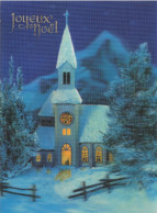 FETES - VOEUX  - Noël - Joyeux Noël - Church - église - Neige - Enneigé - Sapin - Colorisé - Carte Postale Ancienne - Autres & Non Classés