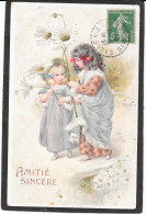 Gaufrée, Relief - Deux Petites Filles Aux Grandes Marguerites - Sonstige & Ohne Zuordnung