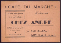 Carte De Visite " Chez André " Café Du Marché, Meulan - Tarjetas De Visita