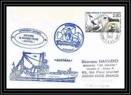 1685 Navire Austral 9/1/1990 TAAF Antarctic Terres Australes Lettre (cover) - Storia Postale