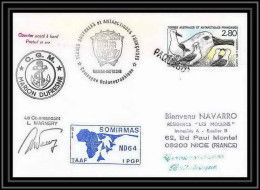 1666 TAAF Antarctic Terres Australes LETTRE Mission Recherche Md 64 Somirmas Signé Signed Warney Obl Paquebot 14/8/1990  - Antarctische Expedities