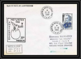 1647 Mindwinter 39ème 21/6/1988 Amsterdam TAAF Antarctic Terres Australes Lettre (cover) - Spedizioni Antartiche