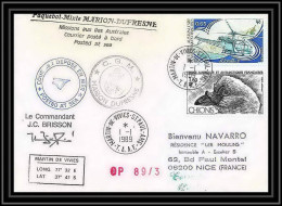 1613 89/3 Cgm Marion Dufresne 1/1/1989 Signé Signed Brisson TAAF Antarctic Terres Australes Lettre (cover) - Antarctic Expeditions