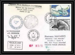 1613 89/3 Cgm Marion Dufresne 1/1/1989 Signé Signed Brisson TAAF Antarctic Terres Australes Lettre (cover) - Expediciones Antárticas