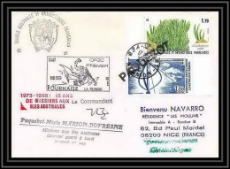 1584 TAAF Terres Australes Lettre (cover) Md 59 Fournaise La Reunion Signé Signed Marion Dufresne 2/9/1988 Obl Paquebot  - Antarctic Expeditions